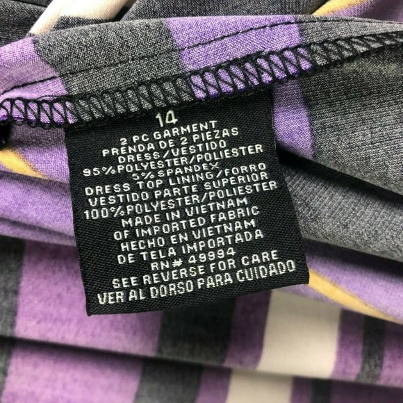 R&M Richards Purple, Black, White And Orange Sleeveless A-Line Dress Size 14 - Picture 9 of 9